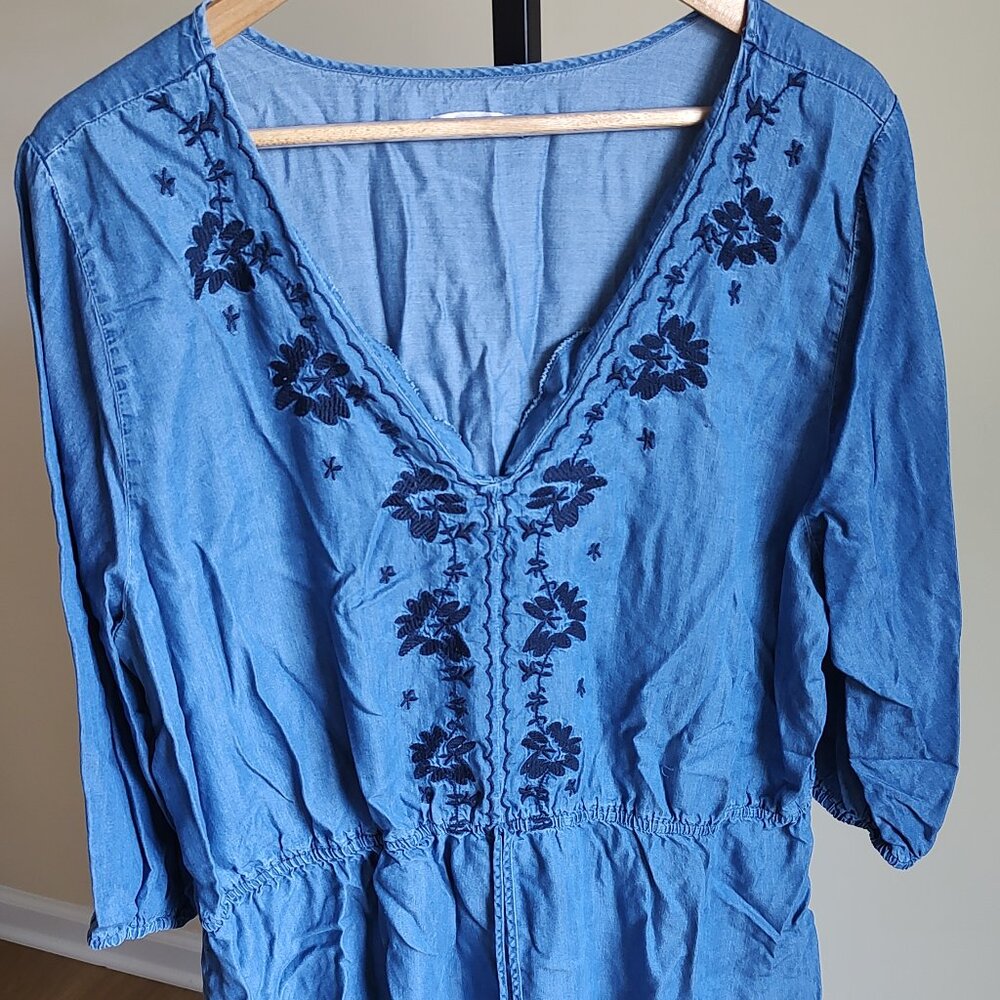 Free 2 Luv Blue Short Sleeve Dress - Size 2X